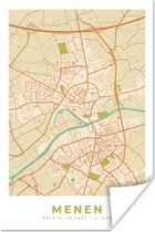 Affiche Vintage - Menen - Carte - Plan de la ville - Plan d'étage - 120x180 cm XXL