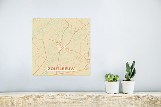 Affiche Zoutleeuw - België - Carte - Plan de la ville - Carte - 30x30 cm