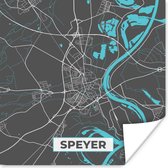 Poster Stadskaart – Plattegrond – Duitsland – Blauw – Speyer – Kaart - 50x50 cm