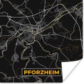 Poster Pforzheim - Goud - Plattegrond - Stadskaart - Duitsland - Kaart - 75x75 cm