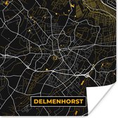 Poster Goud – Duitsland – Plattegrond – Gold – Stadskaart – Kaart – Delmenhorst - 100x100 cm XXL
