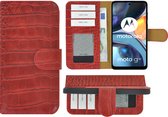 MoDo hoesje voor Motorola Moto G22 - Leer Book Case - Croco rood