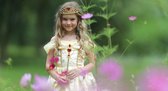 Bella jurk Prinsessen jurk verkleedjurk Luxe 104-110 (110) licht geel + kroon Prinsessenjurk meisje verkleedkleren meisje