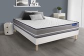 Complete boxspring met matras tweepersoons- Actisom Actiflex pur wit - Pocketveren - 120 x 195 cm