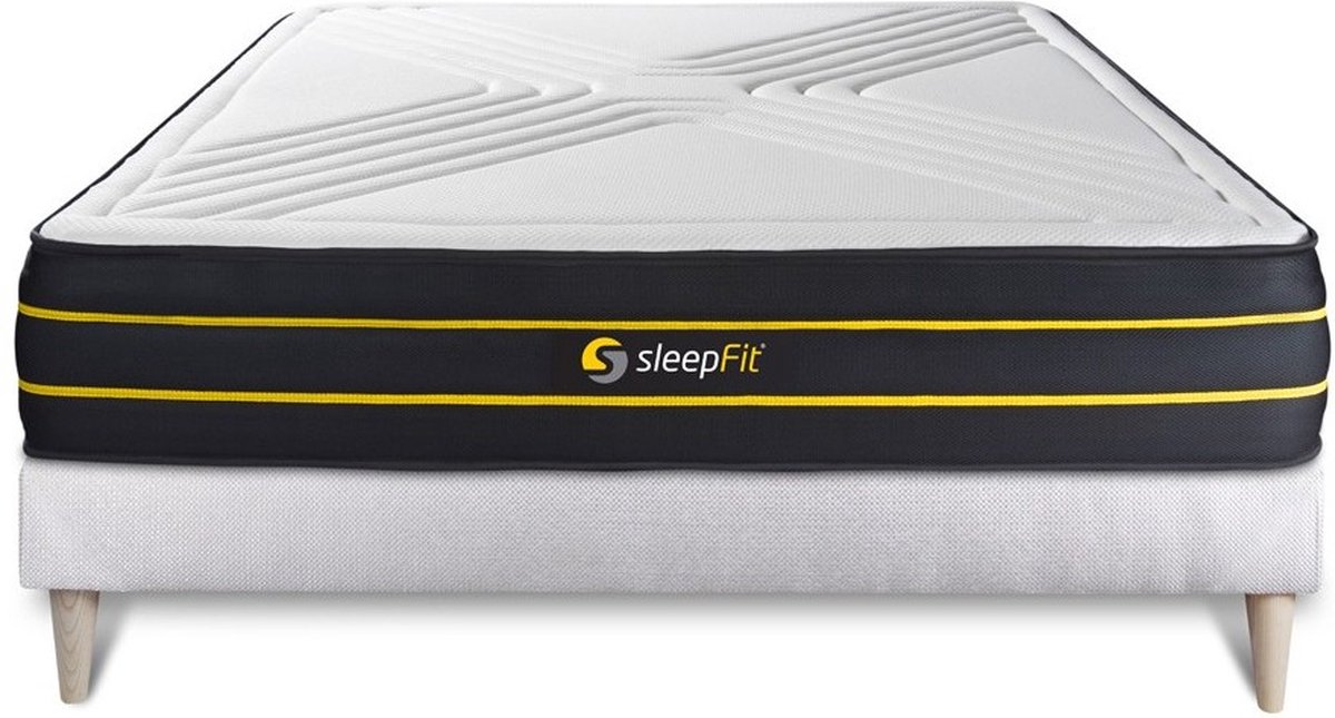 Complete boxspring met matras tweepersoons- Sleepfit Ultra wit - Traagschuim en micro pocketveren - 120 x 200 cm