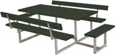 Picknicktafel vuren geimpregneerd - Basic - groen 4 banken 2 met rugleuning - 184 x 260 x 75 cm