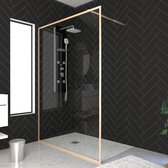 Cabine de douche à l'italienne Aurlane 120x200cm - structure aluminium doré - verre épaisseur 6mm - avec bras support - GOLDY CONTOURING
