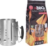 Briquettes pour BBQ /allume-charbon avec manche en plastique 30 cm - Y compris 80x allume-feux pour BBQ