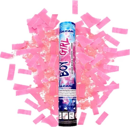 Canons à Confettis Révélation Sexe Bébé – 4 Confettis Rose – Baby Shower Fille