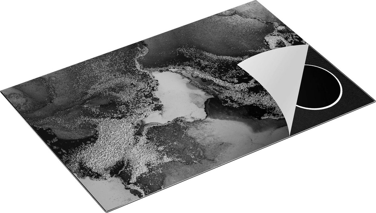Chefcare Inductie Beschermer Abstracte Kunst - Donker Goud Marmer - Zwart Wit - 81,2x52 cm - Afdekplaat Inductie - Kookplaat Beschermer - Inductie Mat