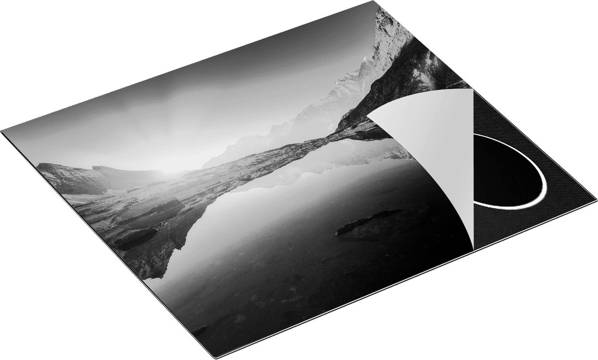 Chefcare Inductie Beschermer Bergen Landschap met Zonsopgang - Zwart Wit - 58,3x51,3 cm - Afdekplaat Inductie - Kookplaat Beschermer - Inductie Mat