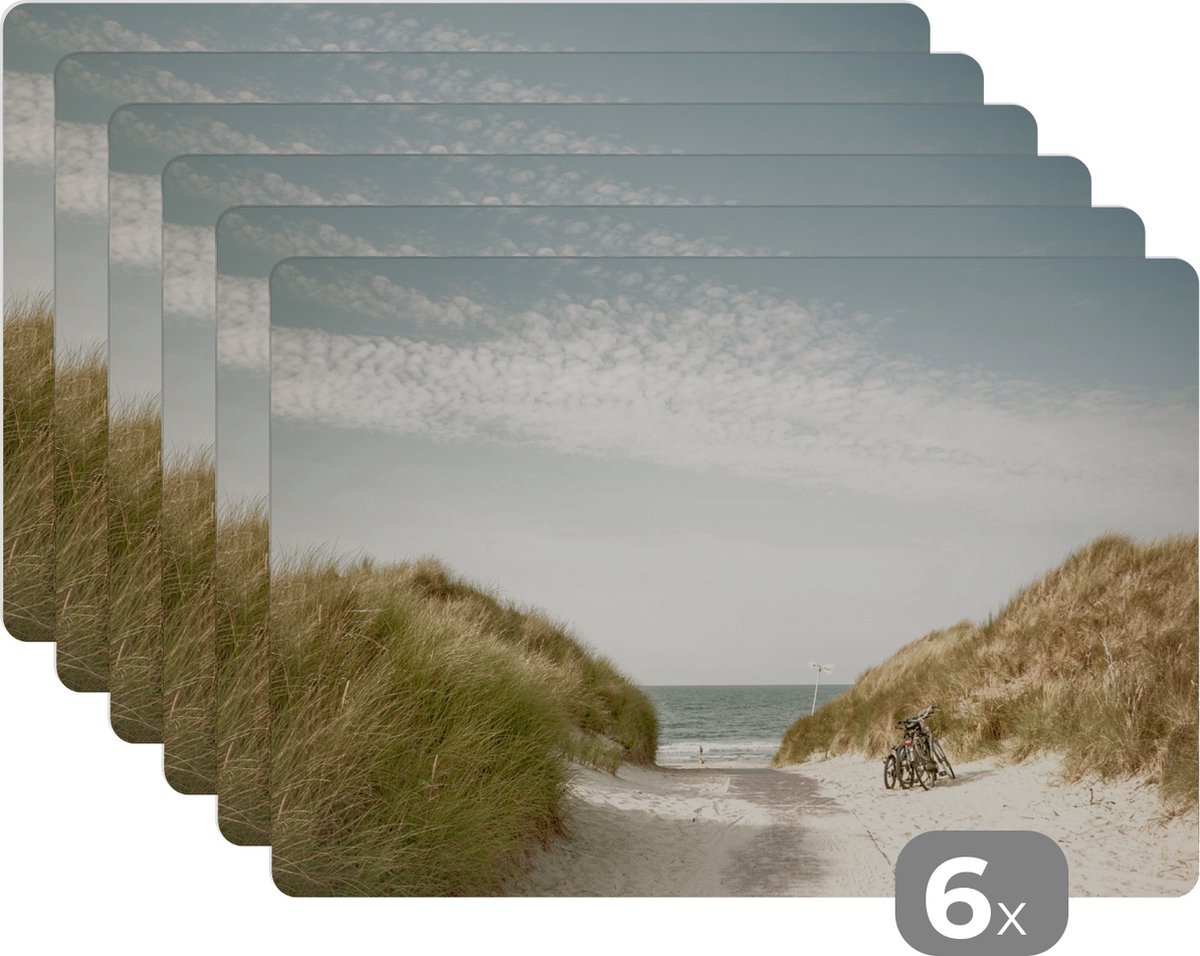 Placemats - Duin - Strand - Zee - Natuur - Zand - Placemat - 45x30 cm - Onderzetters - 6 stuks
