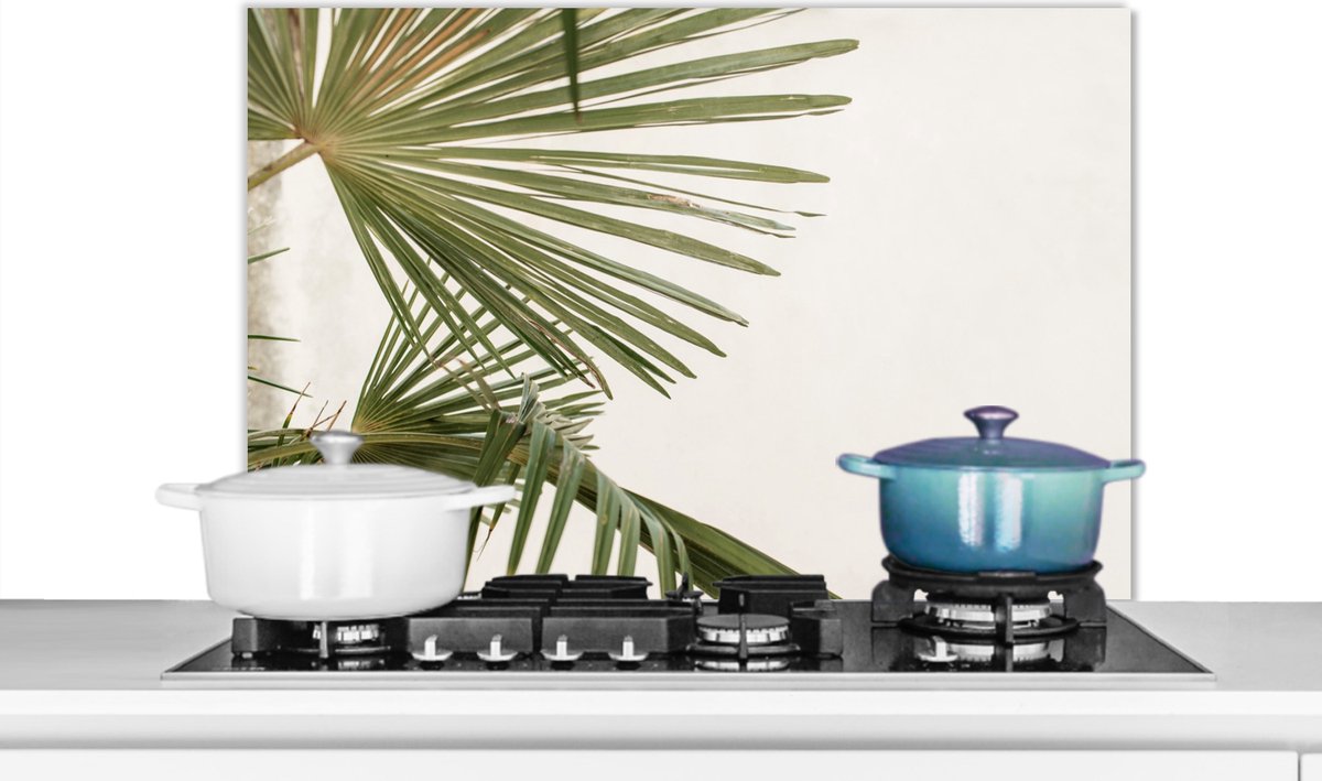 Spatscherm - Palm - Bladeren - Groen - Keuken decoratie - 90x60 cm - Muurbeschermer