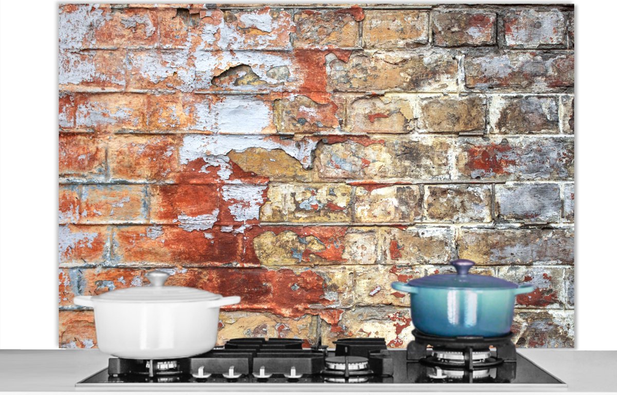 Spatscherm - Muren - Verf - Baksteen - Koken - Spatwand - 120x80 cm
