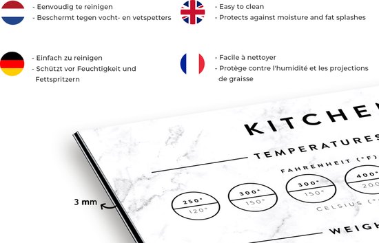 Spatscherm keuken 90x60 cm - Kookplaat achterwand Keuken - Handleiding - Marmer print - Muurbeschermer - Spatwand fornuis - Hoogwaardig aluminium