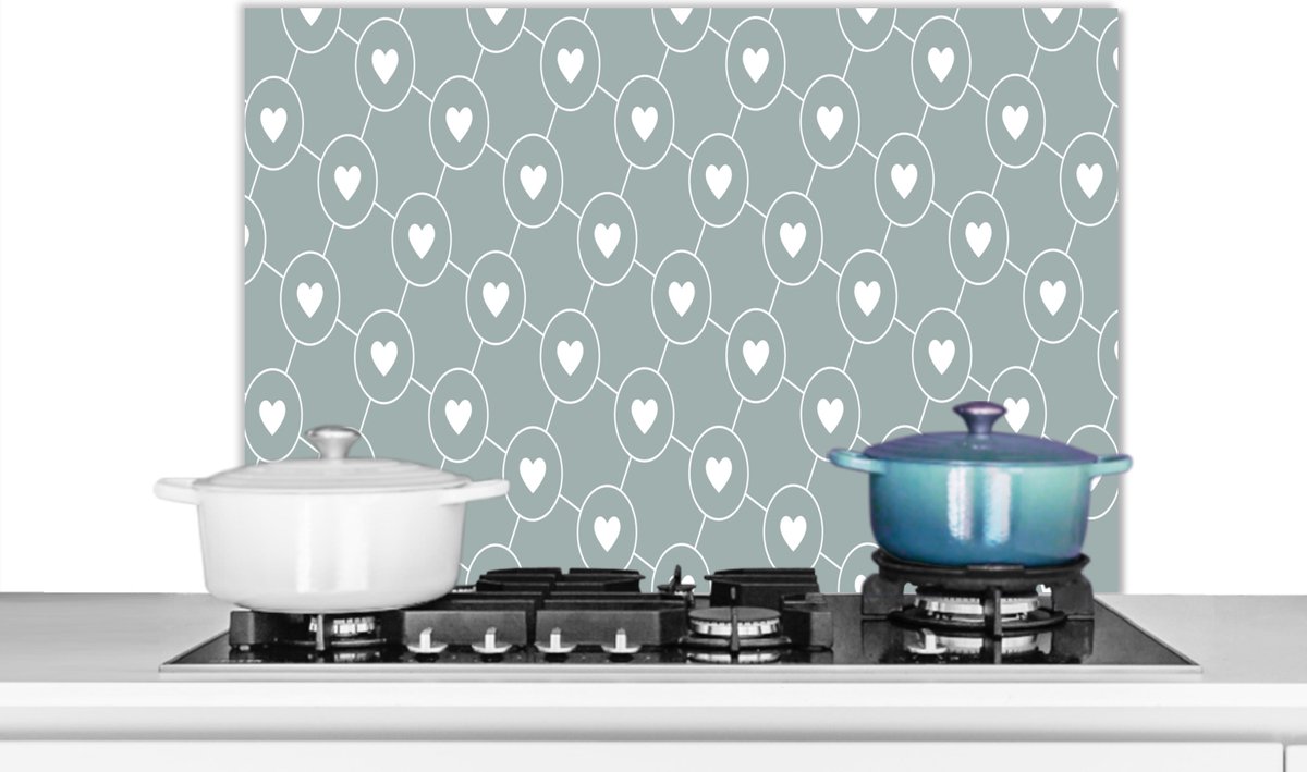 Spatscherm - Keuken - Patronen - Design - Hart - 80x55 cm - Spatwand