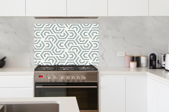Spatscherm - Design - Patronen - Groen - Spatwand - 100x65 cm - Achterwand keuken