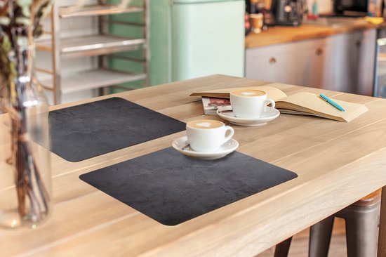 Set de table - Industriel - Imprimé béton - Grijs - Ardoise - 45x30 cm - 6 pièces - Résistant à la chaleur - Antidérapant - Coussinet - Amovible