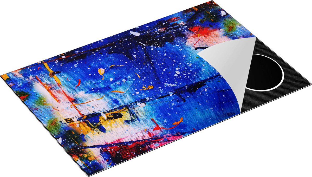 Chefcare Inductie Beschermer Abstracte Kunst - Verschillende Kleuren - 80x52 cm - Afdekplaat Inductie - Kookplaat Beschermer - Inductie Mat
