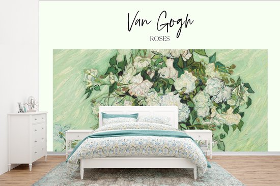 Behang - Fotobehang Schilderij - Roses - Van Gogh - Breedte 375 cm x hoogte 280 cm