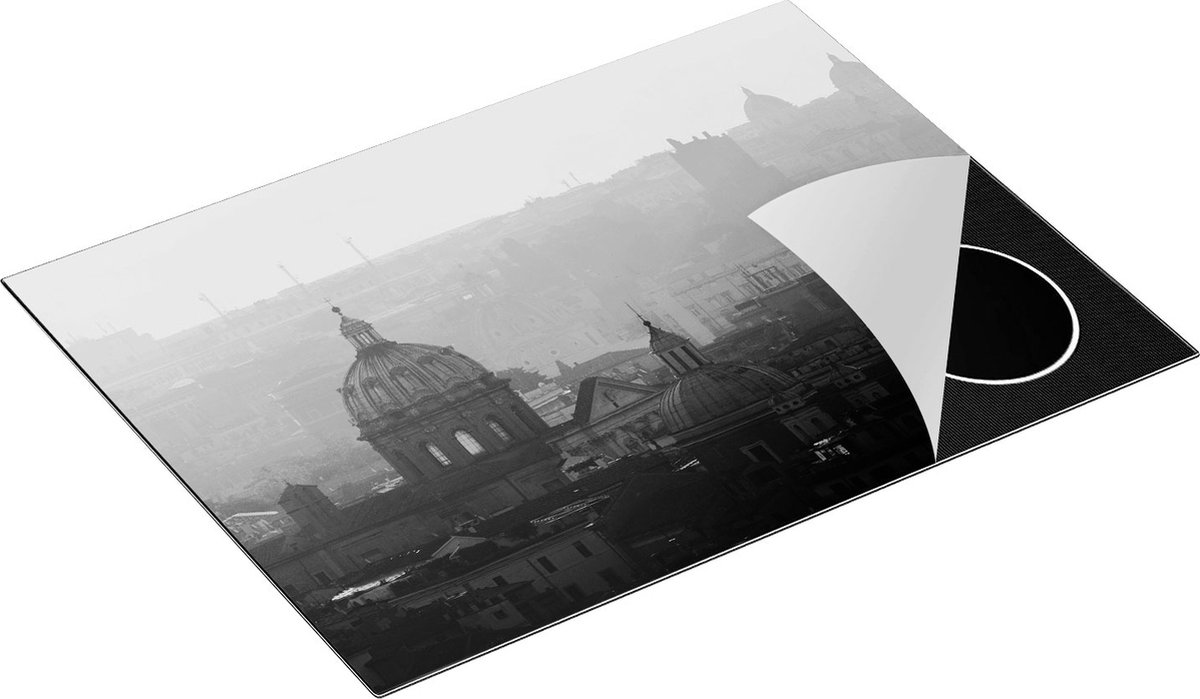 Chefcare Inductie Beschermer Rome Stad bij Zonsopgang - Zwart Wit - 70x55 cm - Afdekplaat Inductie - Kookplaat Beschermer - Inductie Mat
