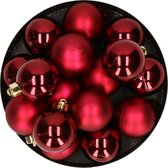 32x boules de Noël en plastique rouge foncé 4 cm - Boules de Noël en plastique incassable - Décorations pour sapins de Noël