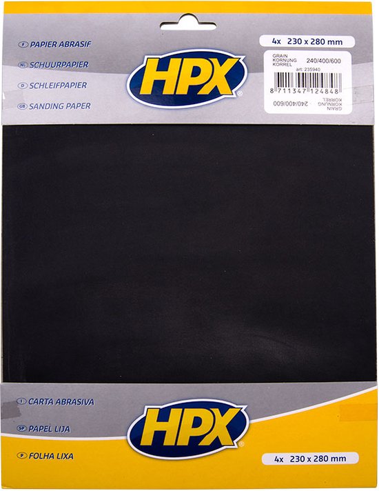 Pack de papier de verre HPX 4 pièces - P240 / 400/600 | bol.com