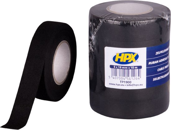 Protection de câble en bande textile HPX 5 rouleaux noir 19 mm x