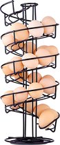 Goliving Egg Rack - Porte-œufs - Panier à œufs - Stockage des œufs - Rotatif - Gain de place - Acier inoxydable - Zwart