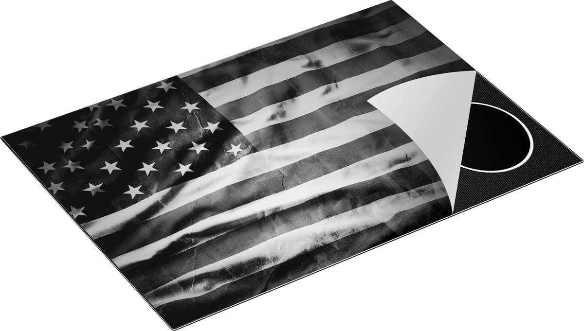 Chefcare Inductie Beschermer Amerikaanse Vlag - Verenigde Staten - Zwart Wit - 75x52 cm - Afdekplaat Inductie - Kookplaat Beschermer - Inductie Mat