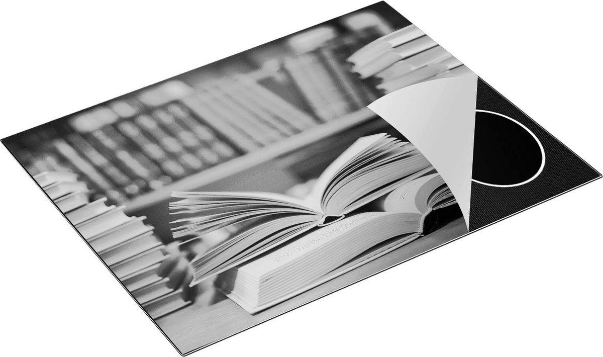 Chefcare Inductie Beschermer Openslaande Boeken bij Elkaar - Zwart Wit - 77x59 cm - Afdekplaat Inductie - Kookplaat Beschermer - Inductie Mat