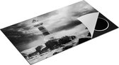 Chefcare Inductie Beschermer Vuurtoren tijdens een Storm - Zwart Wit - 91,6x52,7 cm - Afdekplaat Inductie - Kookplaat Beschermer - Inductie Mat