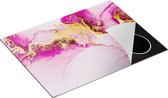 Chefcare Inductie Beschermer Abstracte Kunst - Roze Marmer - 71x52 cm - Afdekplaat Inductie - Kookplaat Beschermer - Inductie Mat