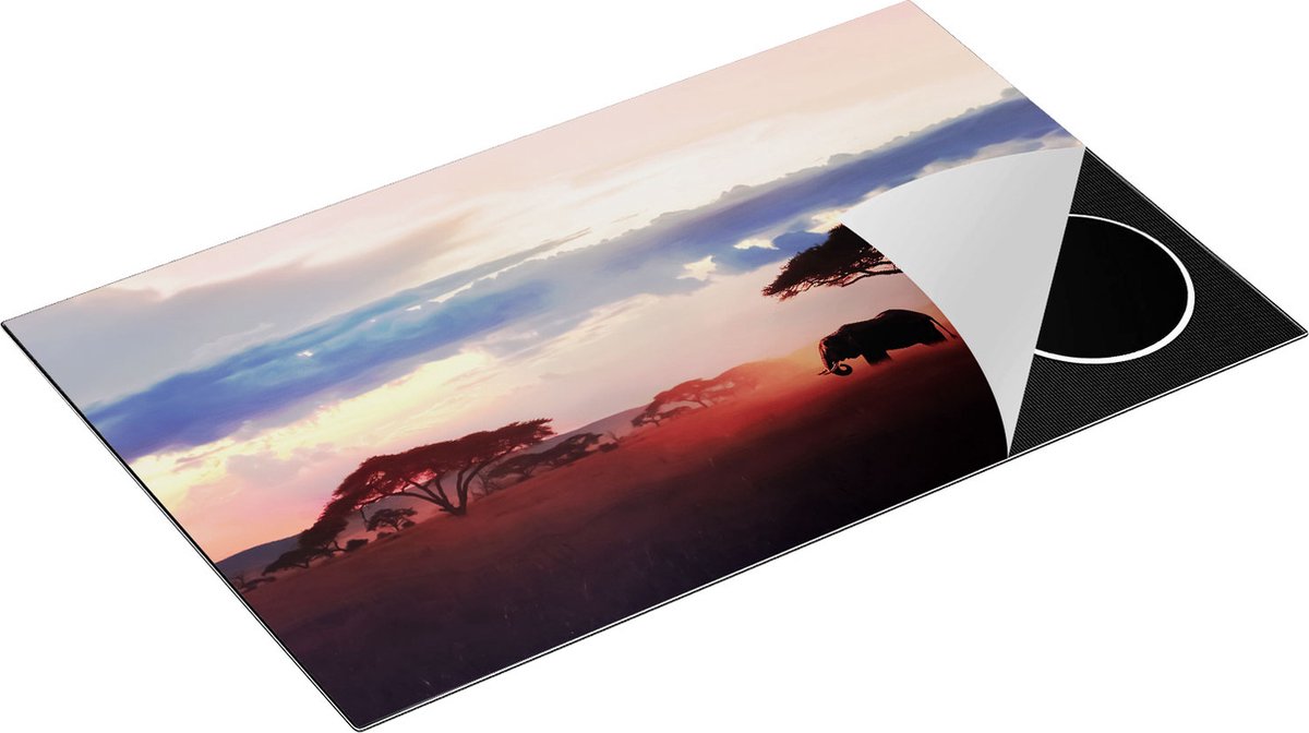 Chefcare Inductie Beschermer Olifant in de Savanne - 85x50 cm - Afdekplaat Inductie - Kookplaat Beschermer - Inductie Mat