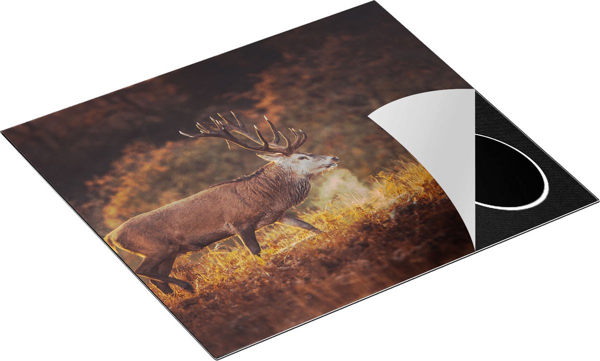 Chefcare Inductie Beschermer Hert in het Gras met Mist - 59x51 cm - Afdekplaat Inductie - Kookplaat Beschermer - Inductie Mat