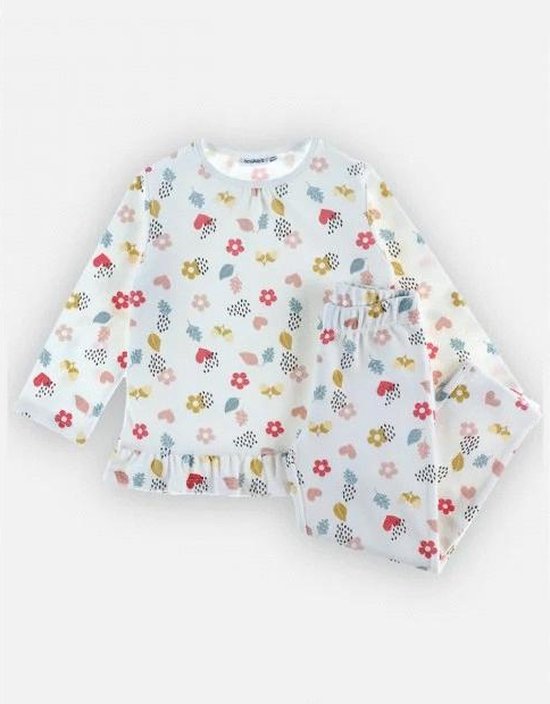 Noukie's - Pyjama - Meisje - Fluweel - Bloem - Multicolor - jaar