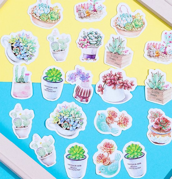 Bullet Journal Stickers – Planner Agenda Stickers – 45 Stuks – Succulent – Planten – Botanisch – Green Succulents – Scrapbook stickers – Bujo stickers – Stickers volwassenen en kinderen