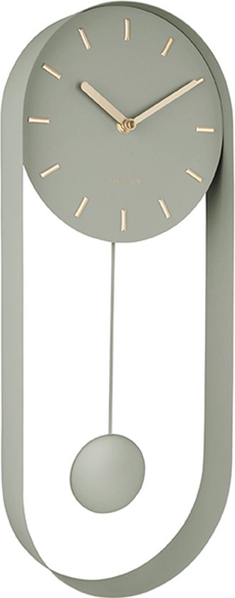 Wandklok Pendulum Charm - Staal - Jungle Groen - 4,8x50x20cm