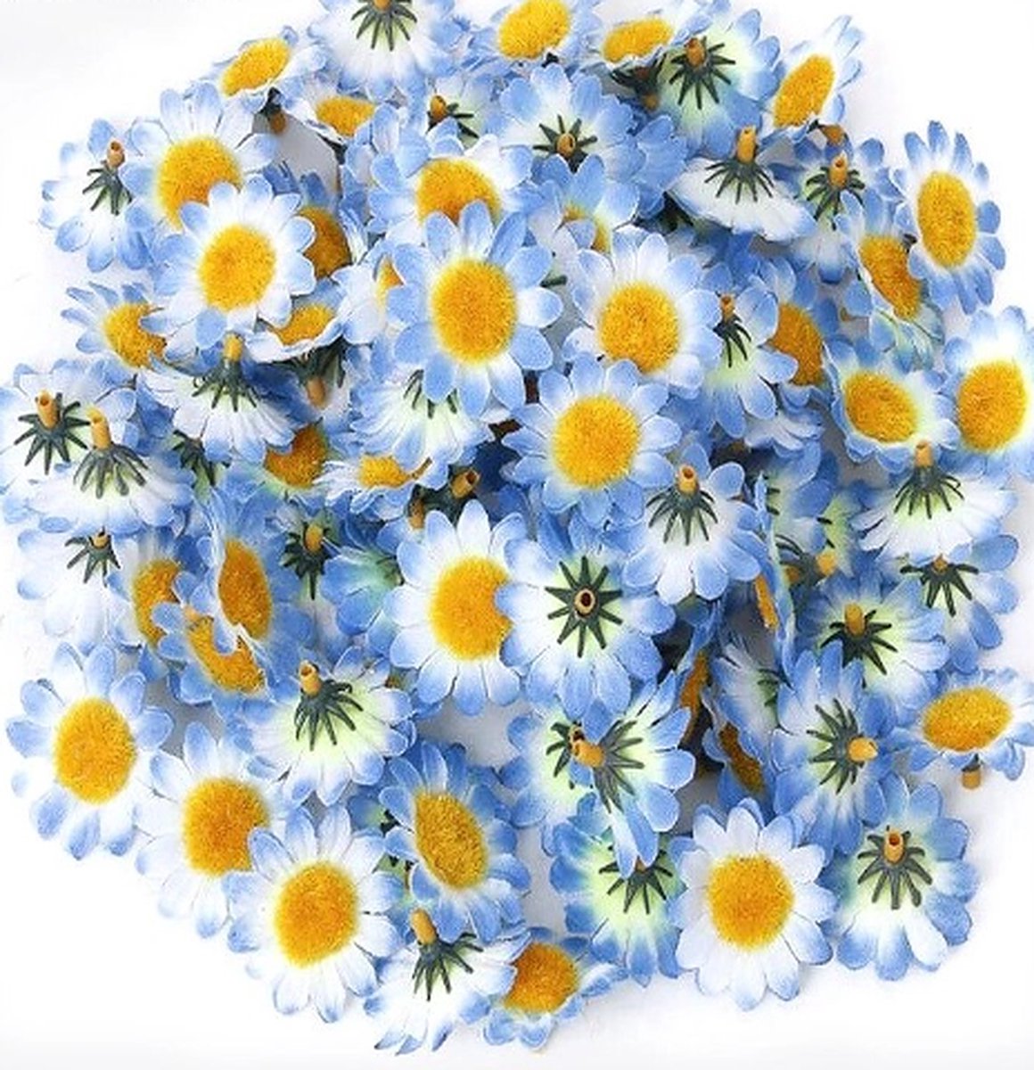 Akyol 50 Kunstbloemen zonder steel Kunstbloemen Versiering lichtblauw Decoratie Planten Knutselen Bloemen Madelief