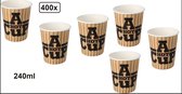 400x Big Koffiebeker A Hot Cup 240ml - Koffie thee chocomel soep latte warme drank water beker karton