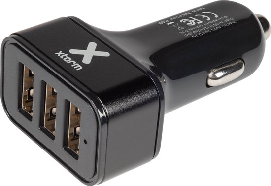 Xtorm Autolader - 3 USB poorten - Auto oplader USB - Sigarettenaansteker USB Oplader Auto - 36W - Zwart