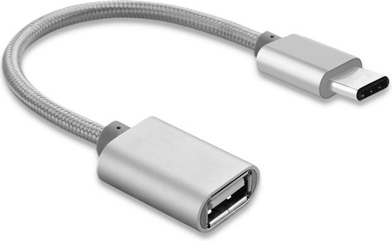 USB naar USB-C - Adapter - Snoer - USB snoer - 16CM - Zilver | bol