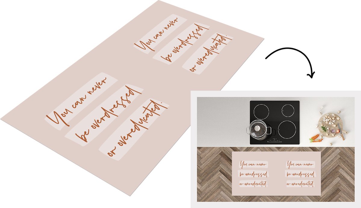 KitchenYeah Keukenloper - Loper keuken - Student - Mode - Studeren - Onderwijs - 120x60 cm - Keukenloper vinyl Multicolor