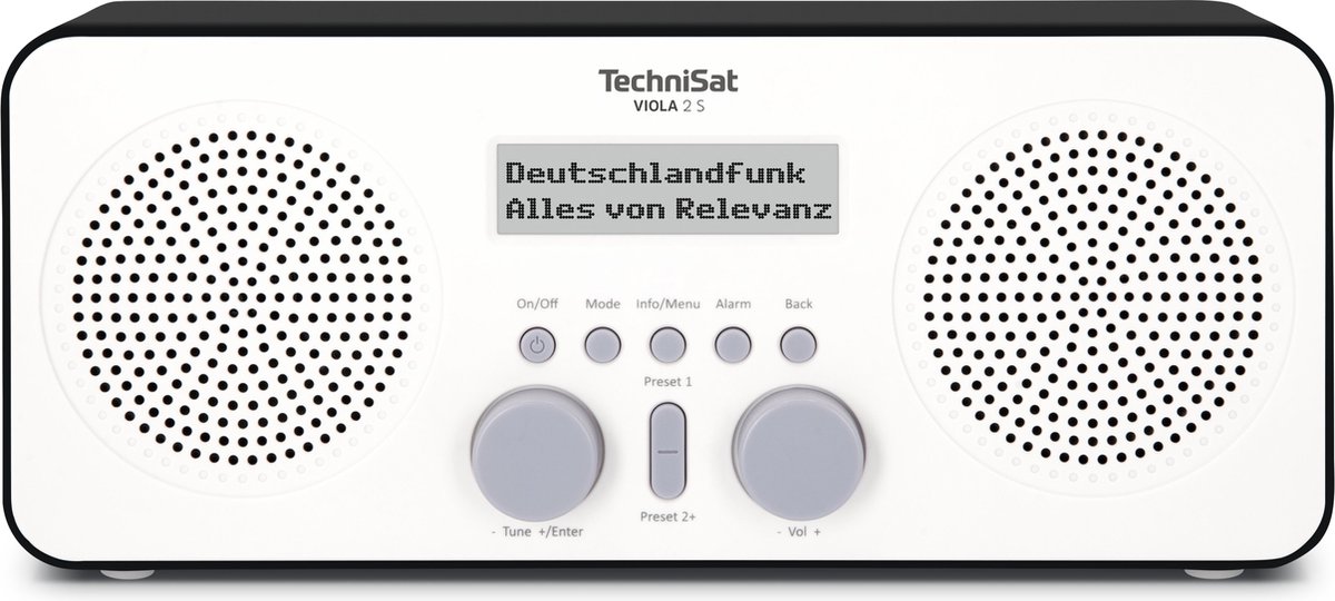 TechniSat Viola 2 S, weiß/schwarz Transistorradio DAB+, VHF (FM) DAB+, FM Incl. luidspreker, Wekfunctie Wit/zwart