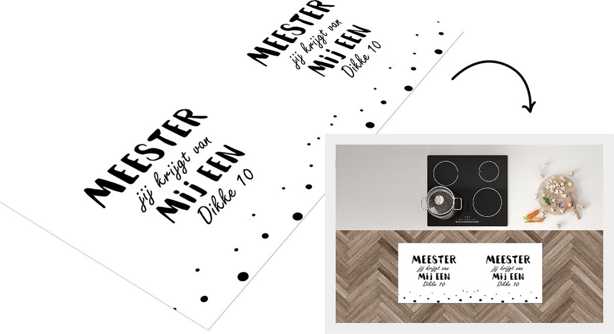 KitchenYeah Keukenloper - Loper keuken - Quotes - Spreuken - Meester - Meester jij krijgt van mij een dikke 10 - 120x50 cm - Keukenloper vinyl Multicolor