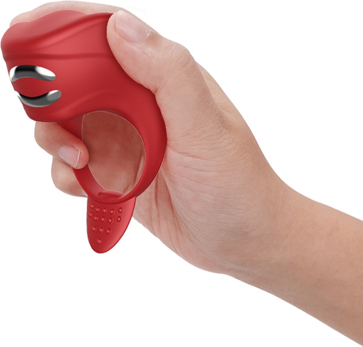 Goedkoopste Vibrator - Silicone Ring Red USB 7 standen Electro stim / remote control