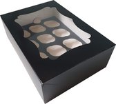 Boîte noire pour 12 mini cupcakes avec fenêtre ornée (25 pièces)