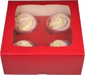 Boîte rouge pour 4 cupcakes (25 pièces)