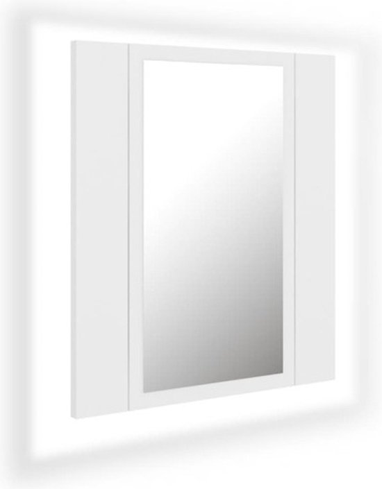 vidaXL Armoire de salle de bain avec miroir et LED 40x12x45 cm Acrylique Blanc - Armoire à miroir LED- Armoires à miroir LED- Armoire - Armoires