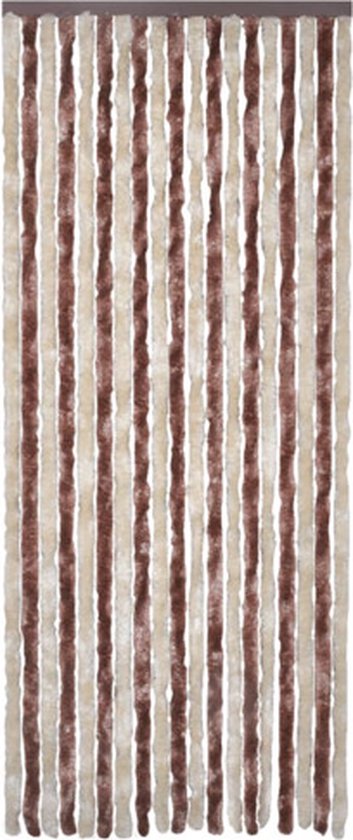 vidaXL - Vliegengordijn - 56x200 - cm - chenille - beige - en - lichtbruin